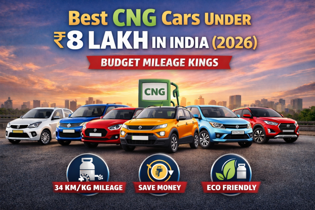 Best CNG Cars Under ₹8 Lakh in India (2026) – Budget Mileage Kings